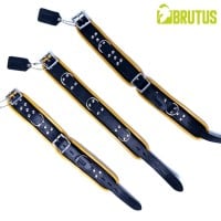 Brutus Leather Collar Black-Yellow