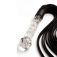 Sklenené dildo a dutky ToyJoy Glass Worxx Crystal Leather Whip