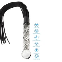 Sklenené dildo a dutky ToyJoy Glass Worxx Crystal Leather Whip
