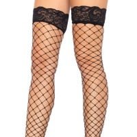 Leg Avenue Lace Top Fence Net Thigh Highs Black