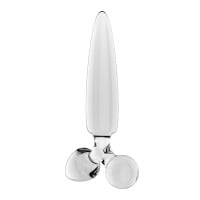 Sklenené dildo a kolík Satisfyer Triple Crystal 1 priehľadné