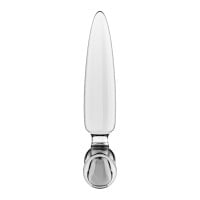 Sklenené dildo a kolík Satisfyer Triple Crystal 1 priehľadné