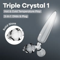 Sklenené dildo a kolík Satisfyer Triple Crystal 1 priehľadné