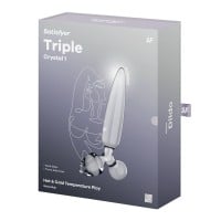 Sklenené dildo a kolík Satisfyer Triple Crystal 1 priehľadné