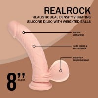 Vibračné dildo s pohyblivými semenníkmi RealRock 8″ Flesh