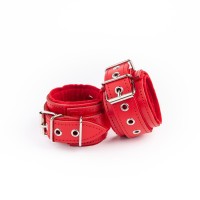 BlackRed Leather Wrist Restraints Red-Red