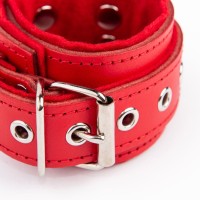 BlackRed Leather Wrist Restraints Red-Red