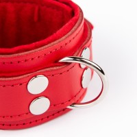 BlackRed Leather Wrist Restraints Red-Red