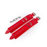 BlackRed Leather Wrist Restraints Red-Red