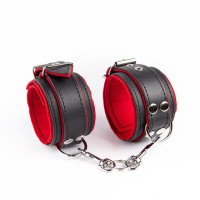 BlackRed Leather Ankle Restraints Black-Red