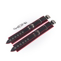 BlackRed Leather Ankle Restraints Black-Red