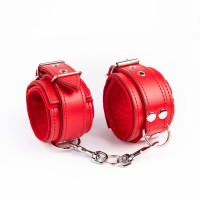 BlackRed Leather Ankle Restraints Red-Red