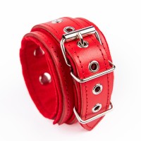 BlackRed Leather Ankle Restraints Red-Red