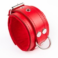 BlackRed Leather Ankle Restraints Red-Red