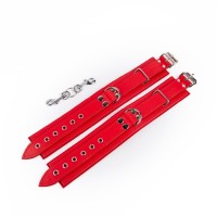 BlackRed Leather Ankle Restraints Red-Red