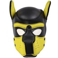 Psia maska Neoprene Puppy Hood žlto-čierna