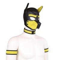 Psí maska Neoprene Puppy Hood žluto-černá