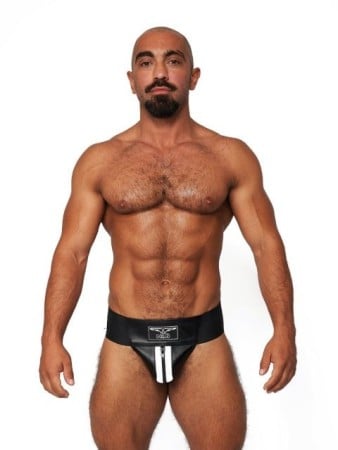 Mister B Leather Premium Jockstrap Black-White