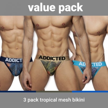 Addicted AD891P Tropical Mesh Bikini Push Up 3 Pack
