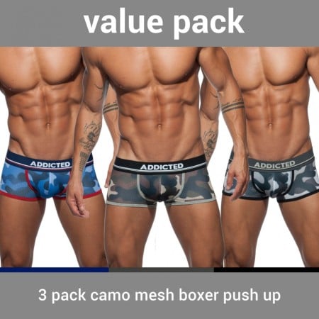 Boxerky Addicted AD698P Camo Mesh Boxer Push Up 3 ks