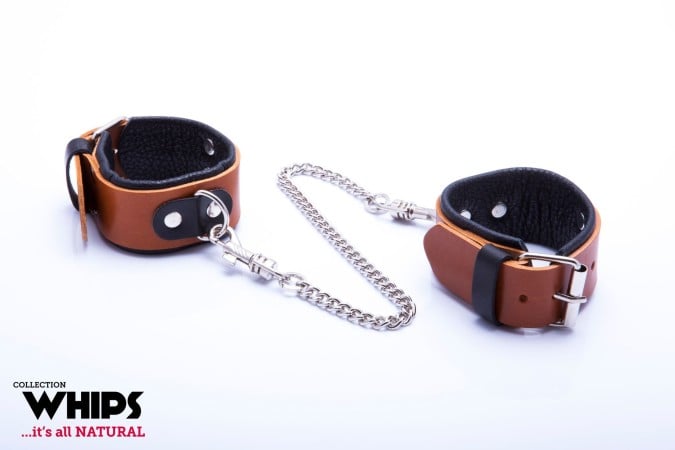 Whips Leather Handcuffs for Her Cognac