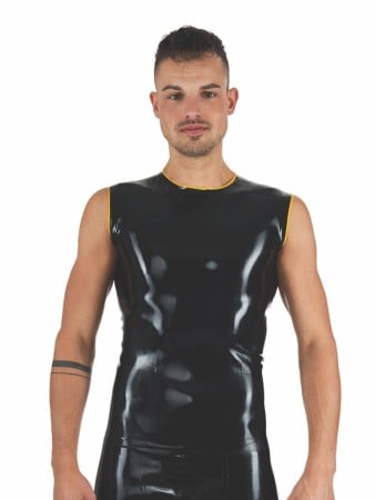 Gumové tílko Mister B Rubber Sleeveless T-Shirt černo-žluté