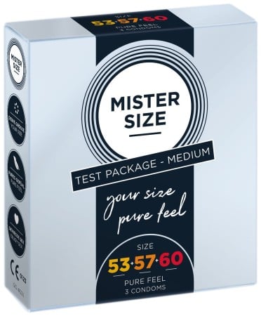 Testovací balíček kondomů Mister Size 53–57–60