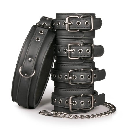 EasyToys Fetish Collar, Ankle and Wrist Cuffs Set
