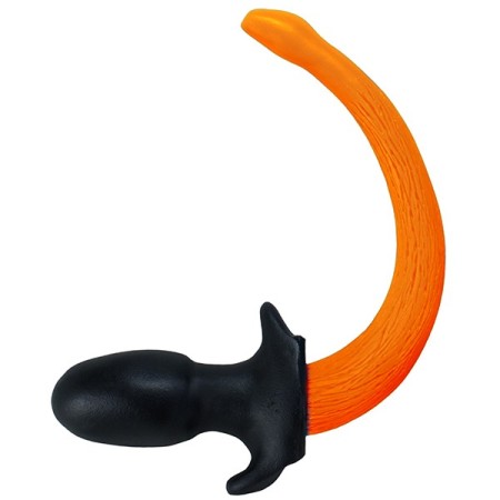 Anální kolík s ocasem SquarePegToys Happy Puppy Tail Glow Orange M