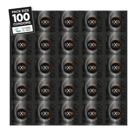 Černé kondomy EXS Comfy Fit Black Latex 100 ks