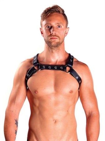 Kožený postroj Mister B X-Back Harness Premium čierny