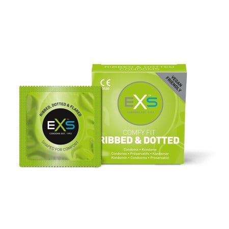 EXS Ribbed & Dotted Condoms 3 Pack