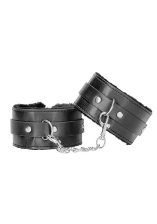 Ouch! Black & White Leather Ankle Cuffs