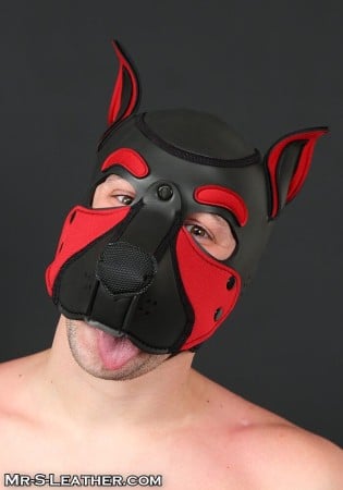 Psí maska Mr. S Leather Neoprene Frisky Pup Hood červená