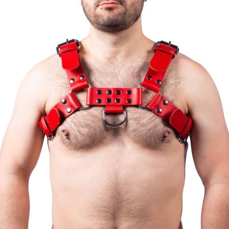 The Red Leather Harness Buckle Red