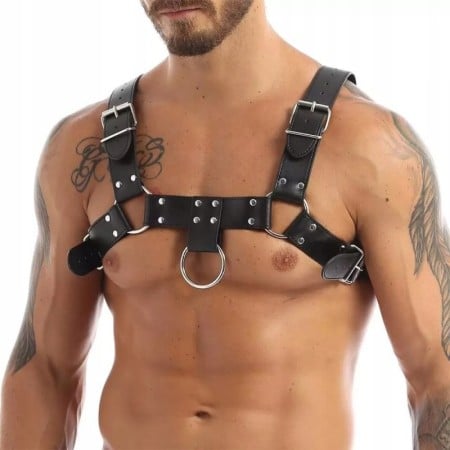 Kožený postroj Slave4master Leather Upper Body Male Harness