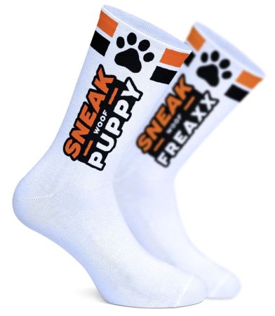 Sneakfreaxx Neon Woof Puppy Socks Orange