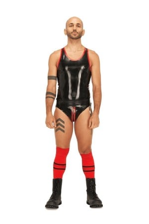 Mister B Rubber Muscle Shirt Black-Red
