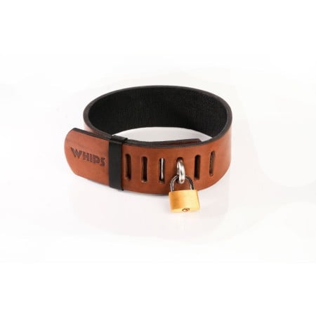 Whips Primal Bond Collar With Padlock Small Brown