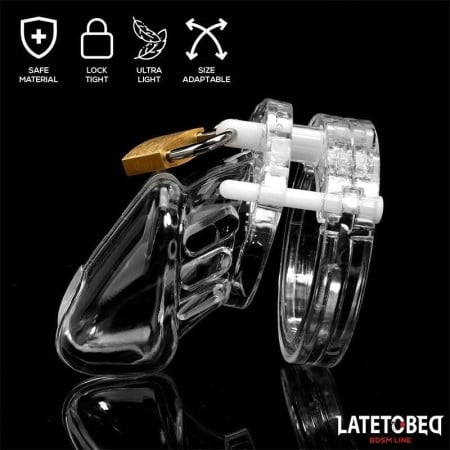 Klec na penis Latetobed Chastity Cage Short průhledná