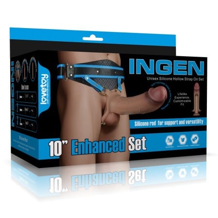Lovetoy Ingen 10″ Enhanced Set Hollow Strap-on Dildo with Harness