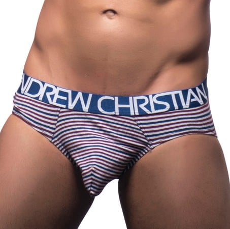 Andrew Christian Limited Edition Almost Naked Cotton Brief Burgundy/Navy