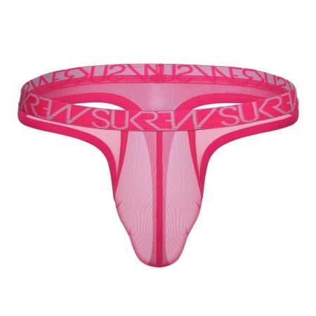 Sukrew Mesh Low-Rise Thong Electric Pink