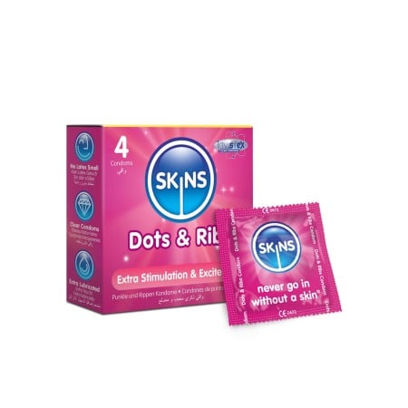 Kondómy Skins Dots & Ribs 4 ks