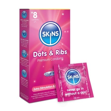 Kondómy Skins Dots & Ribs 8 ks