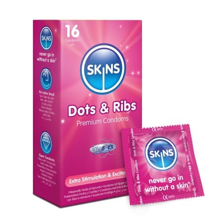 Kondómy Skins Dots & Ribs 16 ks