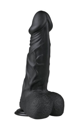 Realistické dildo so semenníkmi EasyToys čierne 22,5 cm