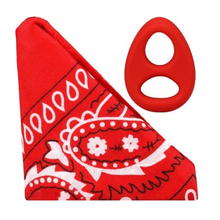 Rock Solid The Code Silicone C-Ring with Hanky Bandana Red