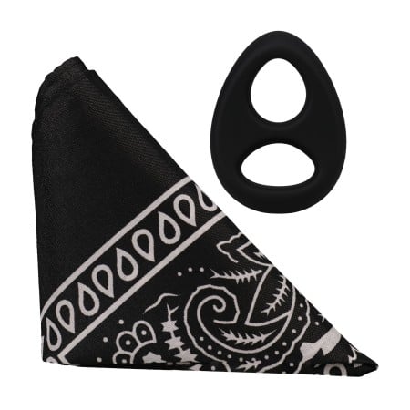 Rock Solid The Code Silicone C-Ring with Hanky Bandana Black