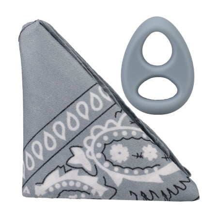 Rock Solid The Code Silicone C-Ring with Hanky Bandana Gray